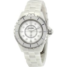 NEW Chanel J12 White Ceramic 33mm Diamond Mother of Pearl Dial