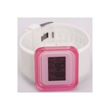 New Charming Dial Digital Display LED Silicone Wrist Watch Pink