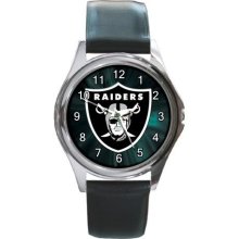 New NFL TEAM OAKLAND RAIDERS Metal Leather Wristwatch#1