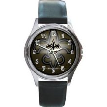 New Orleans Saints Unisex Silver-Tone Round Metal Watch 08