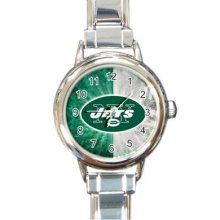 New York Jets 16 Starter Italian Charm Links Round Watch 01