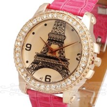 Noble Golden Jelly Paris Tower Dial Design Fashion Girl Women Watch Clock 01