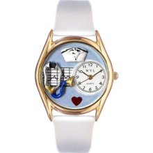 Nurse Blue White Leather And Goldtone Watch ...