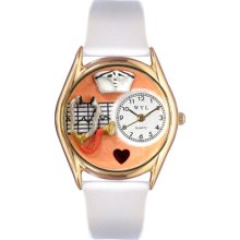 Nurse Orange White Leather And Goldtone Watch #C0610033