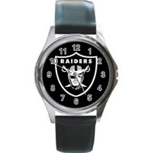 Oakland Raiders Unisex Silver-Tone Round Metal Watch 04