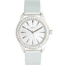 Oasis Women's Silver Round Leather Strap Watch Silver Colour Rrp Â£35