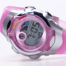 Ohsen Lady Girlfriend Lovely Jelly Pink Digital Sport Style Quartz Wrist Watch