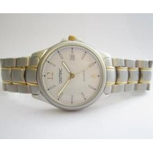 Olympic Steel/gold N.o.s. Quartz Gents Watch Grey Dial Running