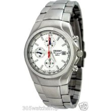 Orient Ltt09001s Men's Stainless Steel Silver Dial Chronograph Sports Watch