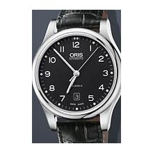 Oris Classic Date 42mm Watch - Black Dial, Black Leather Strap 73375944094LS Sale Authentic