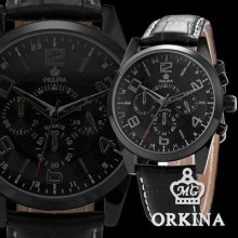 Orkina Luxury Leather 24 Hours Display Analog Men Sport Quartz Watch Dailyetrade