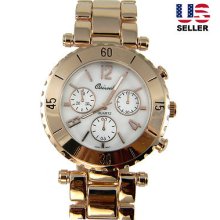 Osirock Rose Gold Pearl White Chronograph Womens Watch