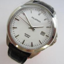 Palerma White Dial N.o.s. Quartz Gents Watch Date At 3 Running