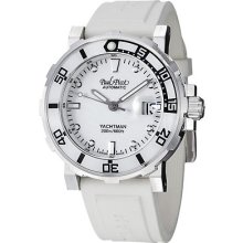 Paul Picot Men's 'yachtman' White Dial White Rubber Strap Watch