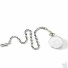 Personalized High Polish Silver Pocket Watch With Chain