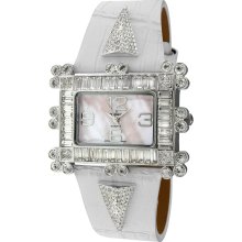 Peugeot Women's 'Couture' Crystal-accented White Leather Strap Watch (Peugeot Crystal Leather Band Watch)