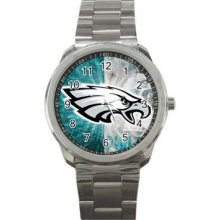 Philadelphia Eagles Unisex Silver-Tone Sports Metal Watch 01