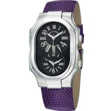 Philip Stein Women's 'Signature' Black Dial Purple Strap Quartz Watch