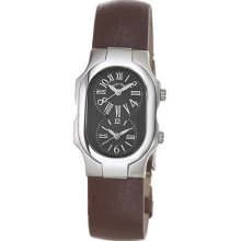 Philip Stein Women's 'signature' Brown Strap Dual Time Watch