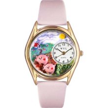 Pigs Pink Leather And Goldtone Watch ...