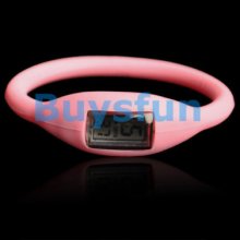 Pink Silicone Lcd Digital Sports Wrist Watch For Girls