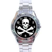 Pirate Skull And Crossbones Stainless Steel Analogue Watch