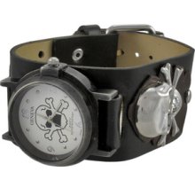 Pirate Skull Wristwatch Quartz Watch Black Strap White