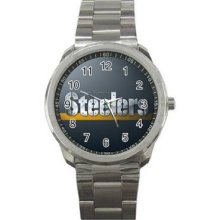 Pittsburgh Steelers Unisex Silver-Tone Sports Metal Watch 10