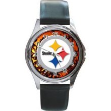 Pittsburgh Steelers Unisex Silver-Tone Round Metal Watch 21