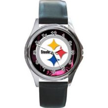 Pittsburgh Steelers Unisex Silver-Tone Round Metal Watch 25