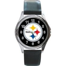 Pittsburgh Steelers Unisex Silver-Tone Round Metal Watch 15