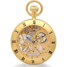 Polished gold mechanical pocket watch & chain by charles hubert #3815