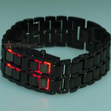 Polishing Lava Style Red LED Digital Watch with Black Band