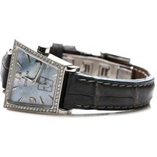 Preowned Corum Blue Leather & Stainless Steel Diamond Trapeze Watch