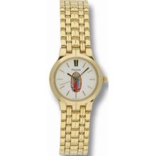 Pulsar Ladies Gold Tone Guadalupe Stainless Steel White Dial Dress Watch PRS568XCL