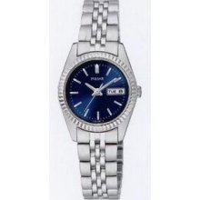 Pulsar Ladies` Silvertone Dress Watch W/ Dual Date & Luminous Hand