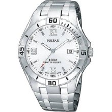 Pulsar Mens Sport Watch - Silver Dial - Luminous Hands - Date Calendar PXH705