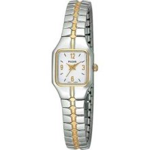 Pulsar PC3096 Women's Quartz Two Tone White Dial Watch