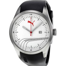 Puma Stripe White Dial Black Rubber Mens Watch Pu102531002