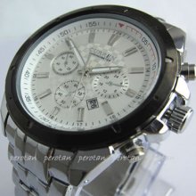 Quartz Hour Date Dial Day Analog Luxury Sport Men's Steel Wrist Watch Whp71