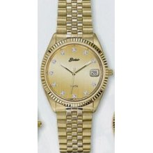 Quartzline Men`s Gold 11 Diamond Sport Watch W/ Champagne Dial