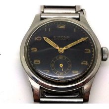 Rare 1950's Eterna Military Watch Automatic Bumper Movement