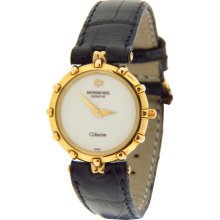 Raymond Weil 109 Coliseum Gold-tone Case Black Leather Women's Watch