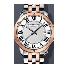 Raymond Weil Tango Rose Two Tone 39mm Watch - Silver Dial, Two Tone Bracelet 5591-SP5-00300 Sale Authentic