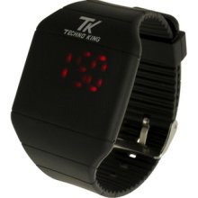 Red Led Touch Rubber Band Screen Digital Bracelet Watch Black Unisex