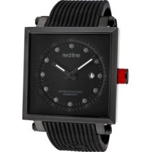 Red Line Men's Compressor2 Black Dial Black IP Square Case Black Sili