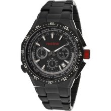 Red Line Men's Travel Chrono White Accents Black Dial Black Ip Ss