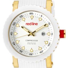 Red Line Watches Men's Compressor White Ceramic Bezel Gold Tone IP Cas