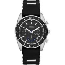 Relic By Fossil Sawyer Chronograph Black Rubber Mens Watch Zr66038