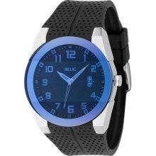 Relic Mens Blue Dial Black Strap Watch